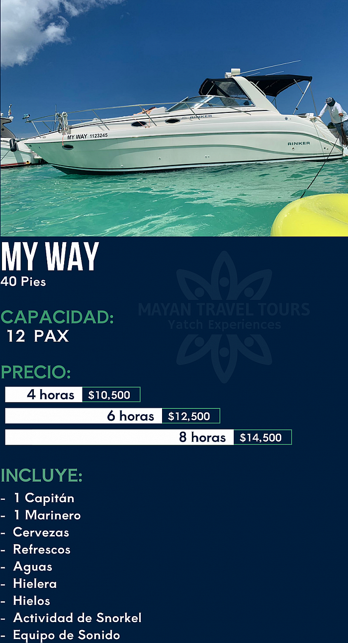 yate my way en cancun es barato pequeño y grande pero lujoso
