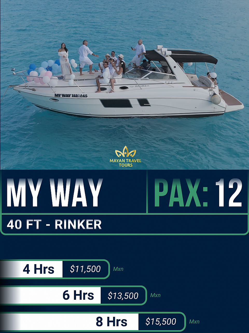 yate my way en cancun es barato pequeño y grande pero lujoso