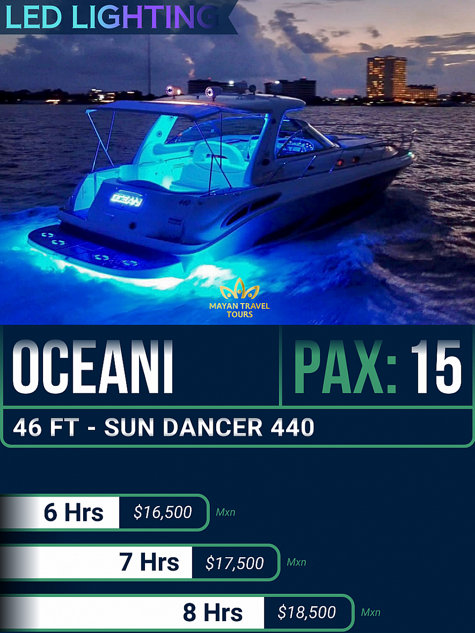 OCEANI SEA RAY 46 FT 15 PAX EN RENTA