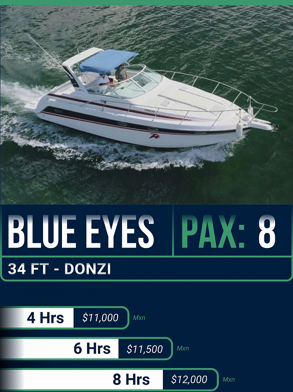 BLUE EYES DONZI 34 FT 8 PAX